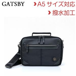 斜めがけバッグ メンズ ショルダーバック 斜め掛け バッグ 黒 横型 男 GATSBY 撥水 ヨコ型 ショルダーバッグ A5対応 gb-5081 父の日 敬老の日｜kabanya