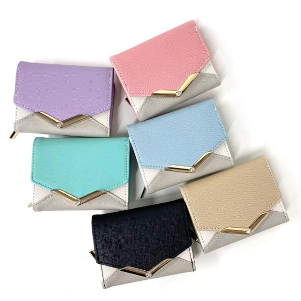 財布 キッズ 女子 三つ折り レディース 水色 女の子 ファスナー 大人っぽい 中学 高校 ミニ財布...