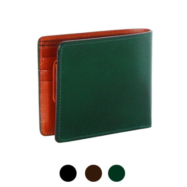 二つ折り財布 革/CORDOVAN(コードバン） 二つ折り 財布(小銭入れ付き） /ly1001/ ...