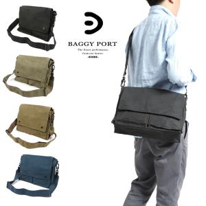 ショルダーバッグ A4サイズ ロウビキパラフィン帆布 蝋引き BAGGY PORT バギーポート 斜め掛け 角底 スクエア 本革 日本製 ユニセックス｜kabanyasan-y