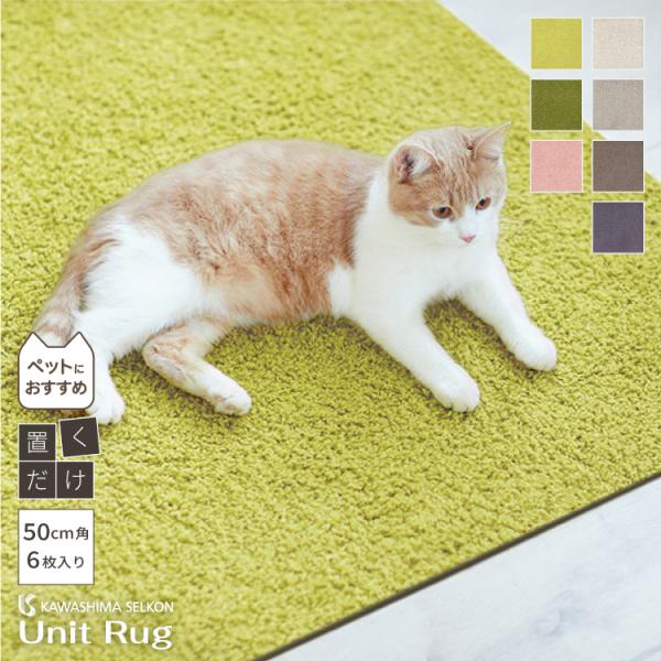 川島織物セルコン ユニットラグ ソフティライン 50×50cm ペット向け 消臭 防音 タイルカーペ...