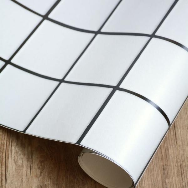 壁紙 貼って はがせる 粘着シート Hatte me ハッテミー 黒目地 タイル柄 スクエア BJS...