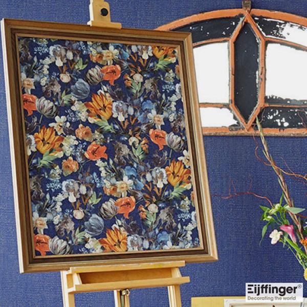 はってはがせる 輸入壁紙 オランダ Eijffinger 1ロール 52cm×10m 花柄 バラ 紺...