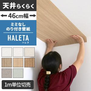 壁紙 のり付き 天井 ミミなし スリット壁紙 46cm幅 1m単位切り売り クロス 張り替え 自分で 無地 木目 コンクリート HALETA ハレタ
