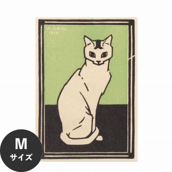 猫 ポスター ねこ イラスト アートポスター  木版画 水だけで貼れる HP 00233 Mサイズ ...