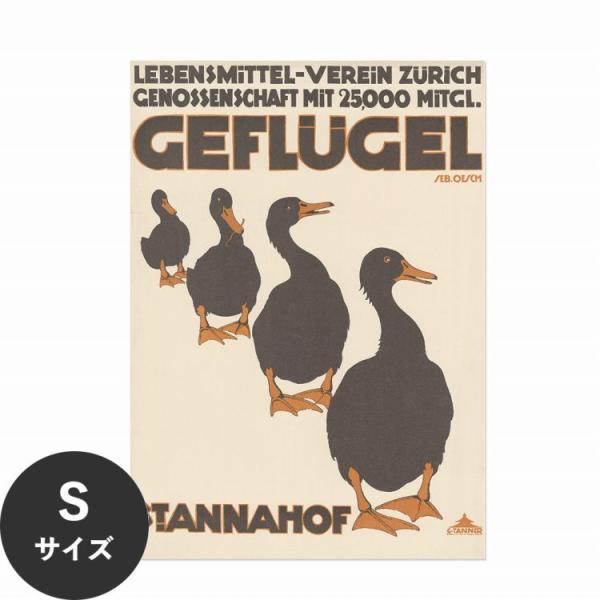 はがせる アートポスター インテリア Sサイズ 32×45 動物 アヒル モノクロ 賃貸OK 水だけ...