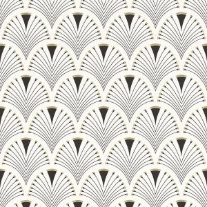 壁紙 輸入壁紙 rasch2020 433210 (Art Nouveau) アールデコ 和風 和柄 ジャパネスク 幾何学 青海波文 ホワイト ブラック