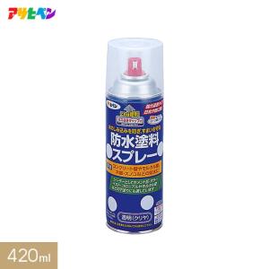 塗料 アサヒペン アクリル樹脂塗料 防水塗料スプレー 420ml 透明（クリア）｜kabegamiyasan