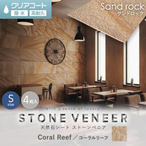 天然石シート ストーンベニア サンドロックタイプ （砂岩） 300×600mm 4枚セット クリアコート仕上げ