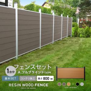 人工木フェンス RESTA RESIN WOOD FENCE コンクリート施工 基本セット A.フルブラインドtype H800mm｜kabegamiyasan