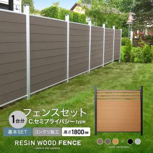 人工木フェンス RESTA RESIN WOOD FENCE コンクリート施工 基本セット C.セミプライバシーtype H1800mm｜kabegamiyasan