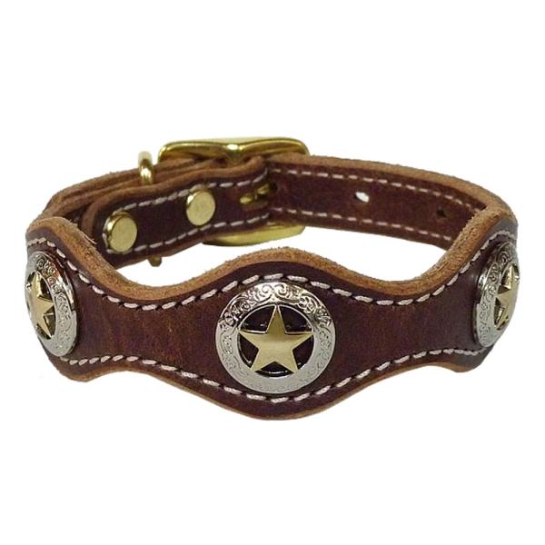 レターパックプラス可 小型犬 中型犬 犬 首輪 ウエスタン レザー 革 ドッグカラー ローンスター ...