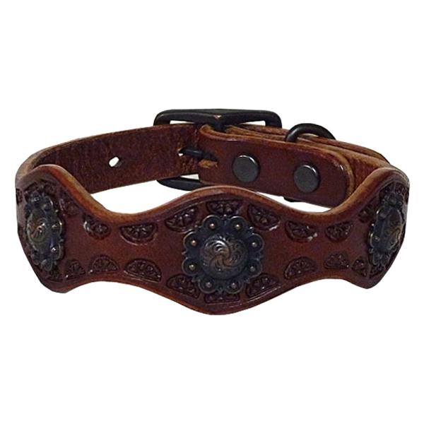 レターパックプラス可 中型犬 首輪 ドッグカラー 犬の首輪 ウエスタン レザー 革 アンティーク コ...