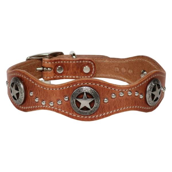 レターパックプラス可 大型犬 犬 首輪 ウエスタン レザー 革 ドッグカラー ローンスター 星型 コ...