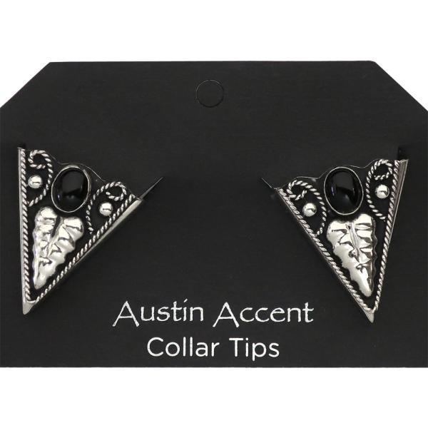 メール便可 カラーチップ 襟飾り ウエスタン アクセサリー シャツ 装飾 小物 ブラックストーン C...