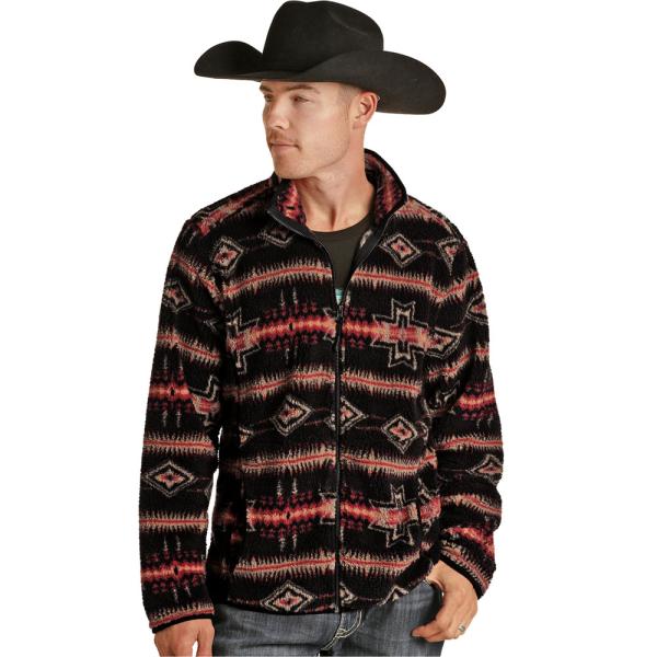 メンズ バーバージャケット ネイティブ柄 ブラック オレンジ パンハンドルスリム OUT290