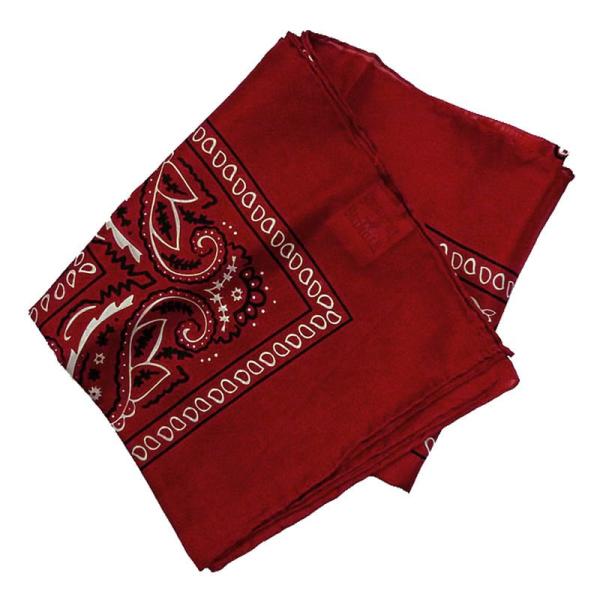 メール便可 シルク スカーフ バンダナ柄 赤 レッド 大判スカーフ ワイルドラグ ウエスタンスカーフ...