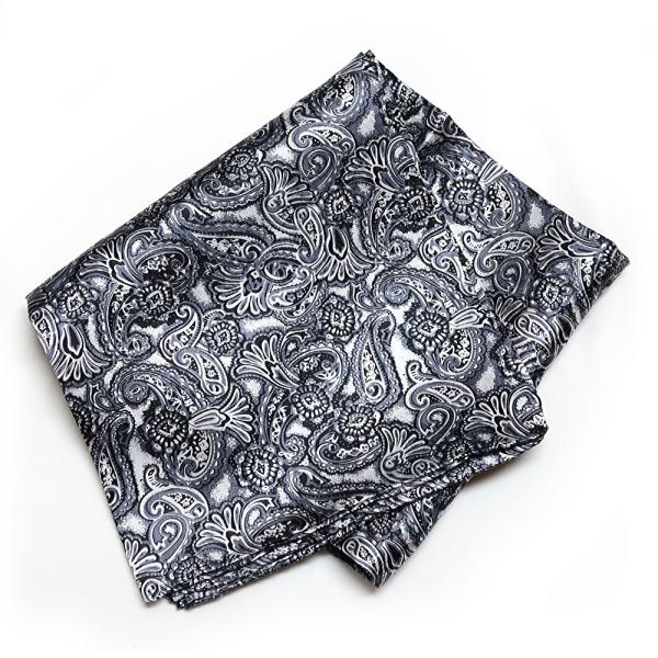 メール便可 シルク スカーフ ワイルドラグ カウボーイ スカーフ ペイズリー 柄物 プリント シルバ...