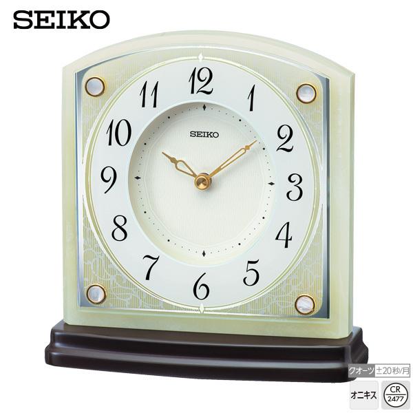 オニキス 置 時計 BZ365M セイコー 白蝶貝 石枠 SEIKO クオーツ クロック お取り寄せ