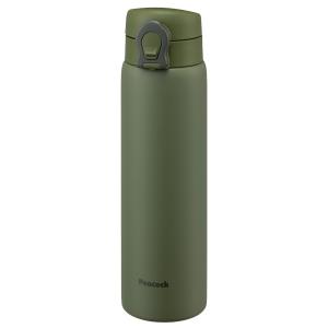 (365日発送)水筒 600ml 直飲み ステンレスボトル ピーコック ワンタッチ マグボトル カーキ AKF-60 K