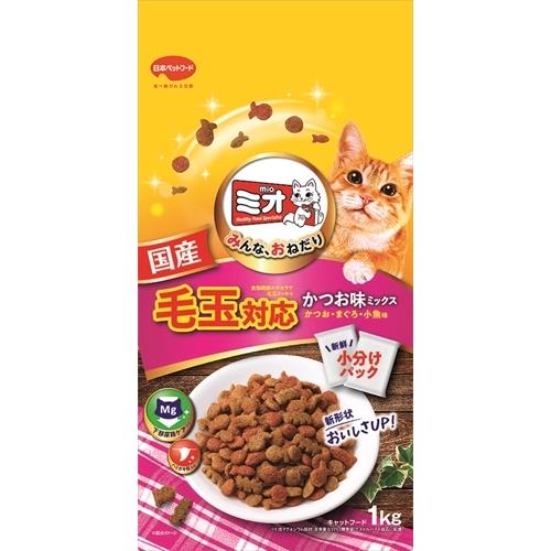 P-4902112046456 日本ペットフード  ミオドライミックス　毛玉対応　かつお味１ｋｇ