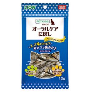 P-4903351002692 ライオンペット PETKISS FOR CAT オーラルケアにぼし １２ｇ 猫用おやつ