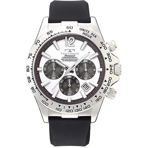 TP0801SW TECHNOS テクノス メンズ腕時計 ステンレスケース＆シリコンバンド ホワイト