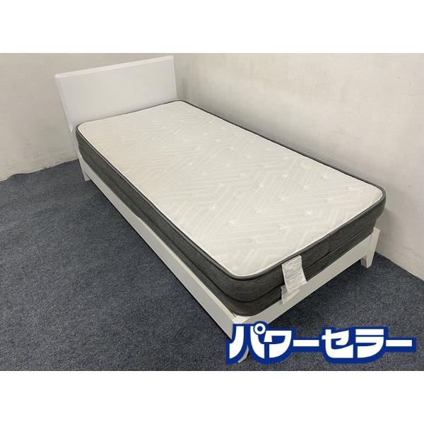 ニトリ シングルベッドセット メリッサ 光沢 白 Nスリーブハード H1-02CR 中古家具 店頭引...