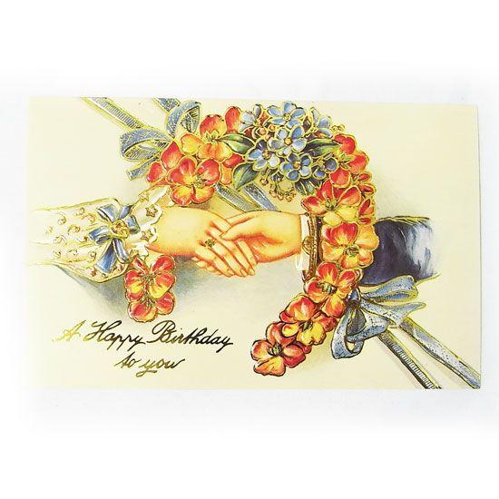 レトロテイスト　バースデーポストカード　シェイクハンド[The SHACKMAN]Bシャックマン社・...