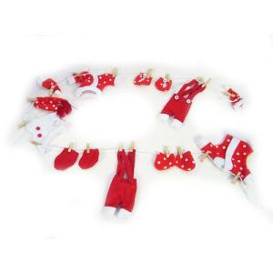 ロングフェルトガーランド２　赤い水玉服の洗濯物スノーフレーク模様・クリスマス｜kaderia