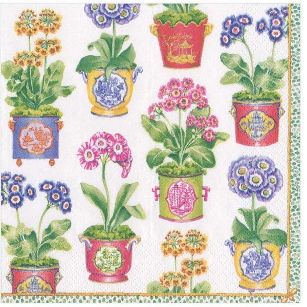 5枚 ペーパーナプキン プリムローズ Primroses Caspari カスパリ フラワー 花 白...