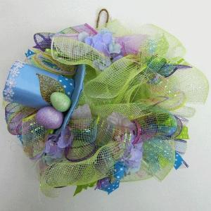 イースターリース　ラビット リース M ブルーハットイースター飾り　キッズ部屋・誕生会・復活祭飾りイースター飾り　うさぎ飾り　バニー飾り空間ディスプレー・