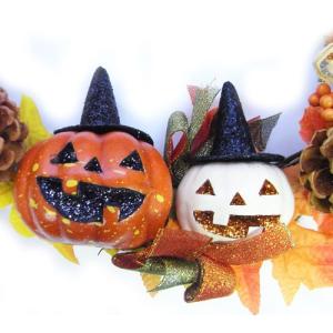 限定ハロウィン造花リースL リボンとジャックオ...の詳細画像1