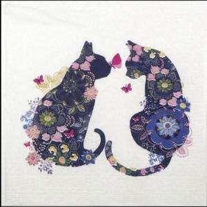 10枚ペーパーナプキン フローラルキャット シルエット