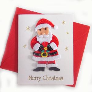 クリスマスミニカード　プレゼントを持つサンタ[LEAF　WORK　COMPANY]クリスマスギフトカード｜kaderia