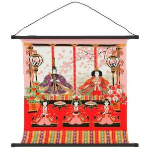45cm縮緬タペストリー 弥生 ピンク日本製 雛祭り壁飾りひなまつり