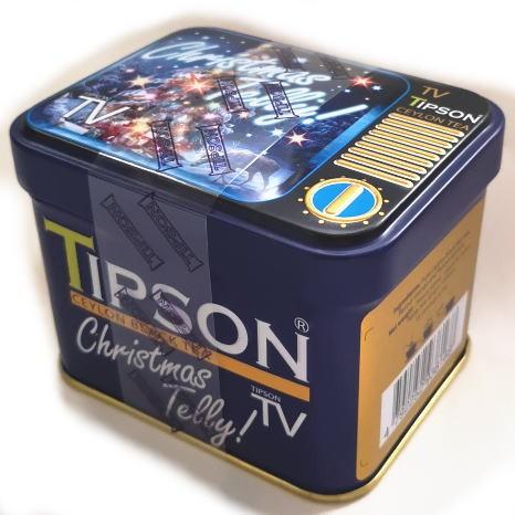 缶入り紅茶　テレビ缶　青　Christmas Tellyフレーバーティー【TIPSON TV】茶葉2...