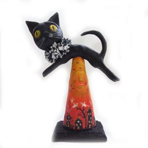 ハロウィンオブジェHalloween SPOOKY KITTY  [Debra Schoch]作家作品　Bethany Lowe Designs・ハロウィン・猫・ネコ｜kaderia