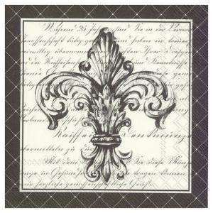 ペーパーナプキン ランチサイズ 10枚入り フレンチフルールデリス ブラック FRENCH FLEUR DE LIS cr.black紙ナプキン デコパージュ 紋章 フランス
