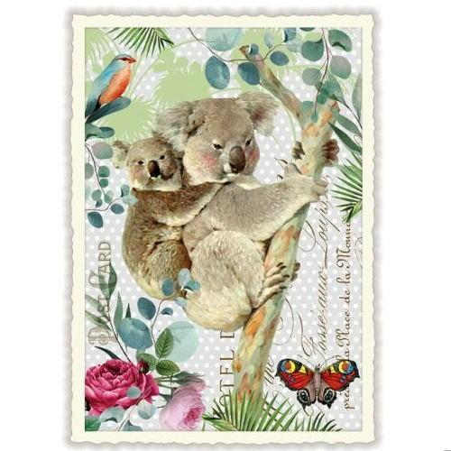 輸入ポストカード エディションタウゼンドシェーン コアラ ラメ＆ダイカット加工 ドイツ製