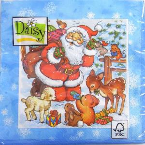 ペーパーナプキン ランチサイズ プレゼントを配るサンタ [Daisy] 2枚入りペーパーナフキン紙ナプキンデコパージュクリスマスサンタの商品画像