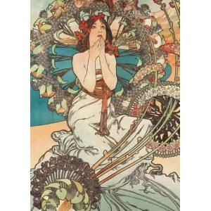 ミュシャ 絵画 アルフォンス・ミュシャ画 「四つの花」4枚セット シルク