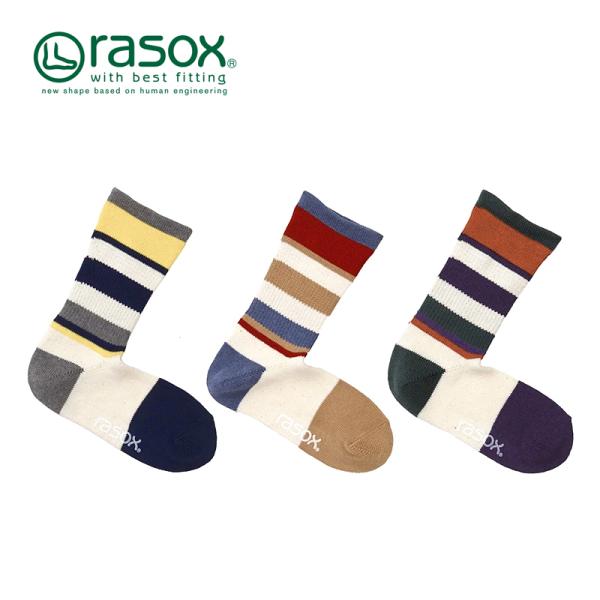 rasox マルチボーダー クルー ラソックス クルー丈ソックス CA240CR02