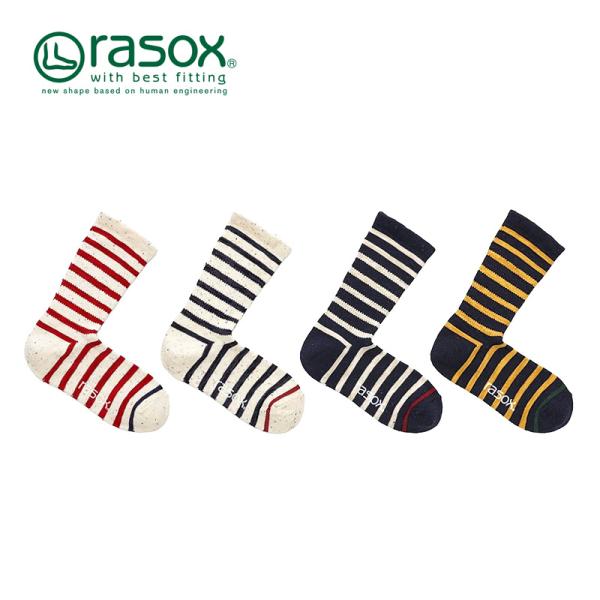 rasox コットンネップボーダー クルー ラソックス クルー丈ソックス CA250CR01