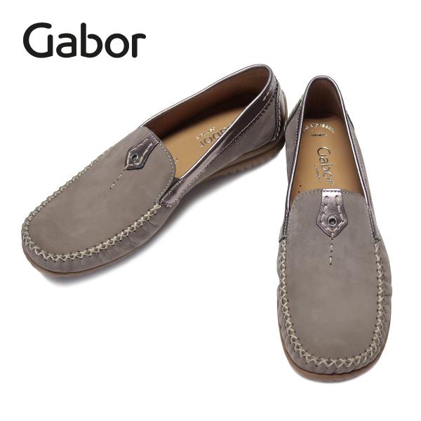 Gabor ガボール ドライビング モカシンシューズ グレー ヌバック 810-26090-31
