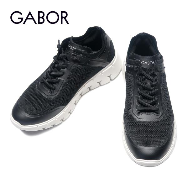 GABOR ガボール FLEXFLEX メッシュ レディース スニーカー ブラック ゴムひも 832...