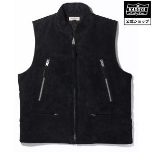 KADOYA ブラック ベスト LLサイズ カドヤ（KADOYA） KADOYA LEATHER RIDERS VEST / スウェードブラック