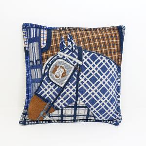 エルメス HERMES クッション インディゴ ブルーソルティール 馬 ホース 毛90% カシミア10% 【中古】Sランク｜kadusaya78