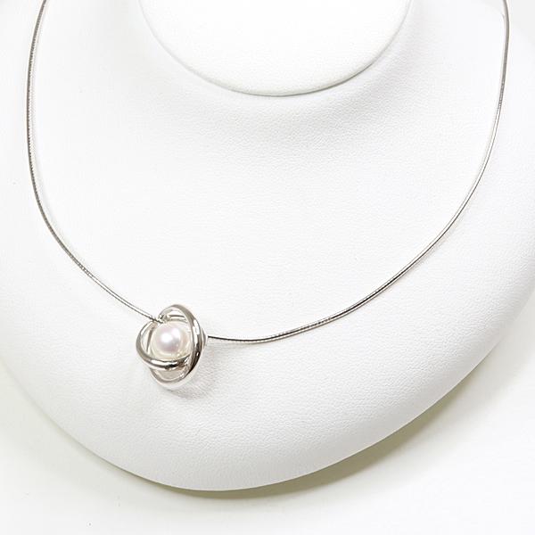 ミキモト MIKIMOTO パールネックレス 真珠 ペンダントトップ K18WG ホワイトゴールド ...