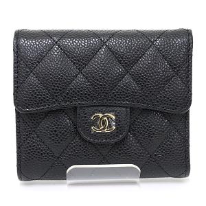 シャネル CHANEL マトラッセ クラシック スモール フラップ ウォレット キャビアスキン 三つ折り財布 AP0231 ブラック 未使用品｜kadusaya78